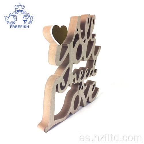 Signo de letra 3D de madera cortada con láser